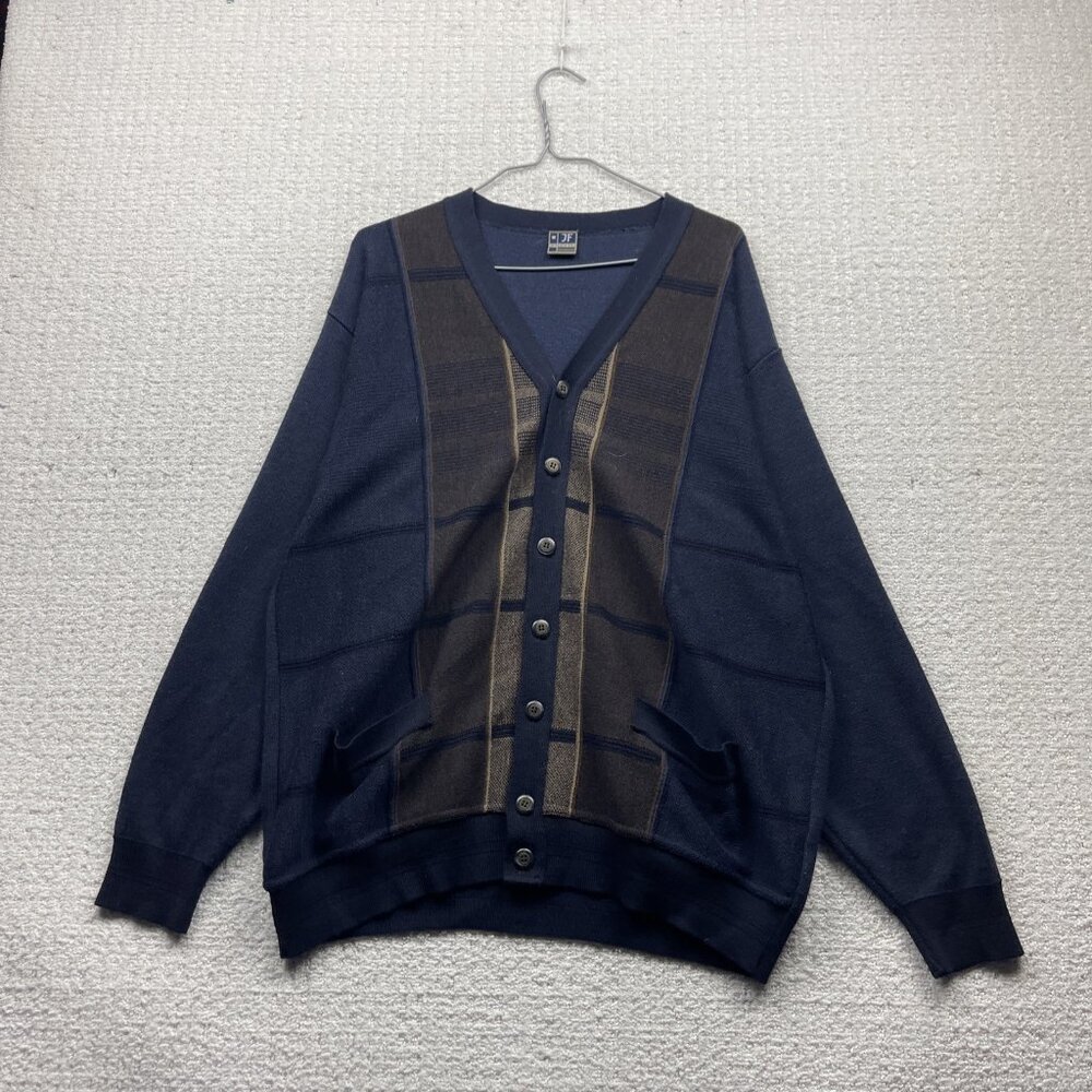 VTG 90's JF Knitwear Sweater Men  Wool Blend Cardigan Grandpa Button up Academia